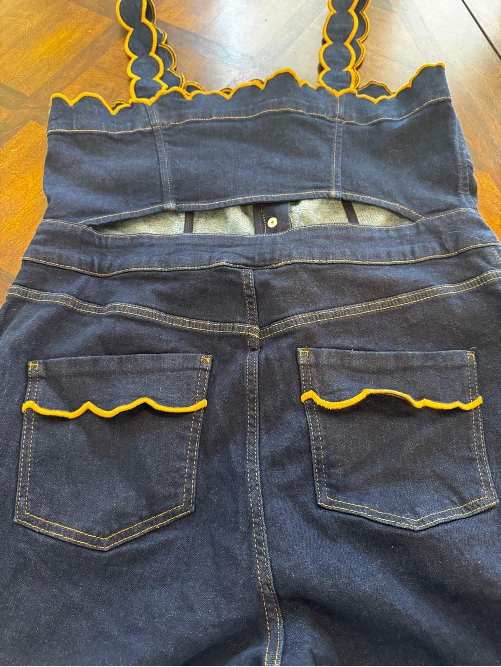 NWT FARM Rio Dark Denim Wavy Trim Jumpsuit - Picture 7 of 15